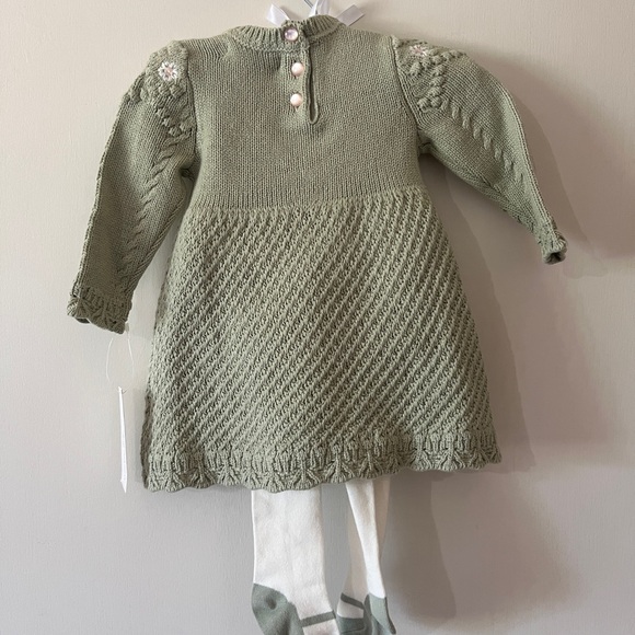 Pink and Green Knit Baby Dresses with Tights Bundle - Picture 8 of 8